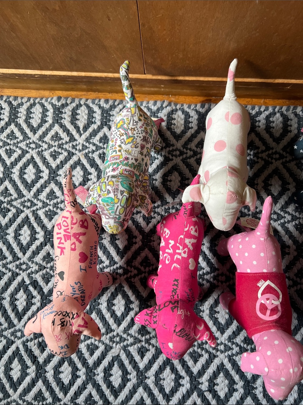 PINK Victoria's Secret Assorted Pink Patterned Dachshund Décor Set